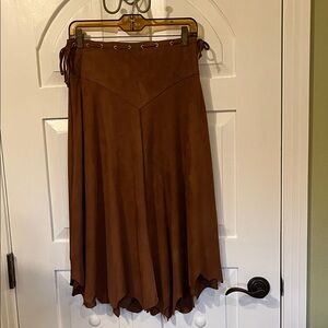 Brown Suede Midi Skirt